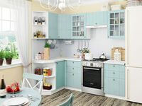 Небольшая угловая кухня в голубом и белом цвете Железногорск